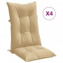 Stuhlkissen mit hoher Rückenlehne, 4 Stück, beige melange Stoff, 120x50x7cm. von , Kissen für Stühle und Sofas - Ref: Foro24-...