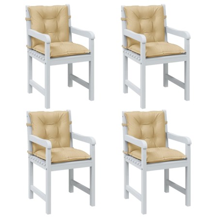 Cojines silla respaldo bajo 4 ud tela beige melange 100x50x7 cm by , Cushions for chairs and sofas - Ref: Foro24-4002389, Pri...
