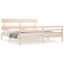 Double bed frame with solid wood headboard by vidaXL, Beds and slatted bases - Ref: Foro24-3195106, Price: 149,77 €, Discount: %