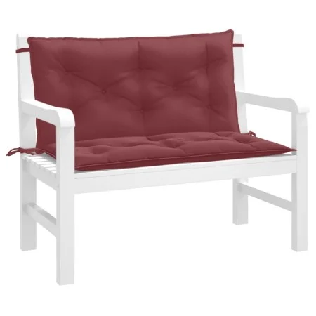 Cojines banco jardín 2 uds tela rojo tinto melange 100x50x7 cm by , Cushions for chairs and sofas - Ref: Foro24-4002595, Pric...