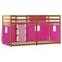 Solid pine wood bunk bed with curtains 90x190 cm by , Beds and slatted bases - Ref: Foro24-3283951, Price: 175,27 €, Discount: %