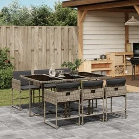 Set comedor jardín 7 pzas y cojines ratán sintético gris by , Garden sets - Ref: Foro24-3278035, Price: 526,70 €, Discount: %