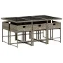 Garten-Essgruppe, 7-teilig, mit grauen Polstern aus synthetischem Rattan. von , Gartensets - Ref: Foro24-3278035, Preis: 453,...
