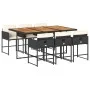 Garten-Essgruppe 7-teilig mit schwarzen Polstern aus synthetischem Rattan. von , Gartensets - Ref: Foro24-3278042, Preis: 458...