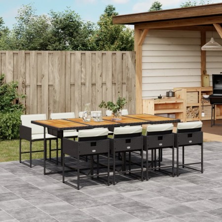 Set de comedor de jardín 9 pzas y cojines ratán sintético negro by , Garden sets - Ref: Foro24-3278054, Price: 543,12 €, Disc...