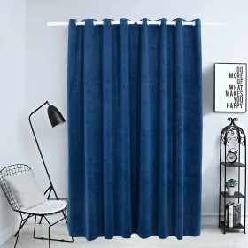 Cortina opaca y anillas metal terciopelo azul oscuro 290x245 cm
