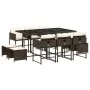 Set comedor de jardín 11 pzas y cojines ratán sintético marrón de , Conjuntos de jardín - Ref: Foro24-3278096, Precio: 554,95...