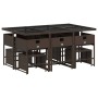 Garten-Essgruppe 11-teilig mit braunen Kunststoff-Rattan-Kissen. von , Gartensets - Ref: Foro24-3278096, Preis: 486,04 €, Rab...
