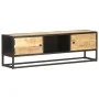 TV stand with carved rough mango wood door 130x30x40 cm by vidaXL, TV Furniture - Ref: Foro24-320943, Price: 142,86 €, Discou...