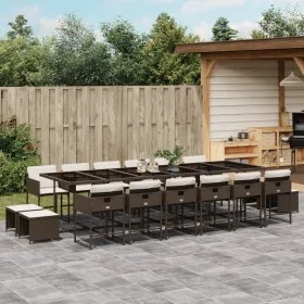 Set de muebles jardín 17 pzas y cojines ratán sintético marrón by , Garden sets - Ref: Foro24-3278132, Price: 1,00 €, Discoun...
