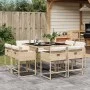 Set comedor de jardín 9 pzas con cojines ratán sintético beige de , Conjuntos de jardín - Ref: Foro24-3278145, Precio: 492,97...