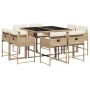 Garten-Essgruppe 9-teilig mit Kissen aus synthetischem Rattan in Beige. von , Gartensets - Ref: Foro24-3278145, Preis: 425,02...