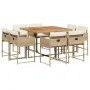 Set comedor de jardín 9 pzas con cojines ratán sintético beige by , Garden sets - Ref: Foro24-3278151, Price: 572,29 €, Disco...