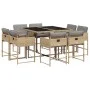 Set comedor de jardín 9 pzas con cojines ratán sintético beige by , Garden sets - Ref: Foro24-3278147, Price: 553,56 €, Disco...