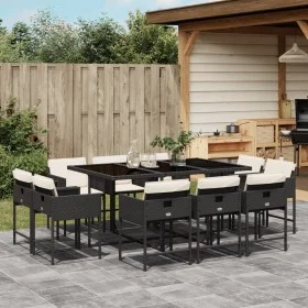 Set de comedor jardín 11 pzas con cojines ratán sintético negro by , Garden sets - Ref: Foro24-3278153, Price: 708,66 €, Disc...