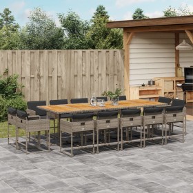 Garten-Essgruppe mit 15-teiligen Kissen aus grauem synthetischem Rattan. von , Gartensets - Ref: Foro24-3278185, Preis: 889,2...