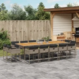 Set comedor de jardín con cojines 15 pzas ratán sintético gris by , Garden sets - Ref: Foro24-3278185, Price: 1,00 €, Discoun...