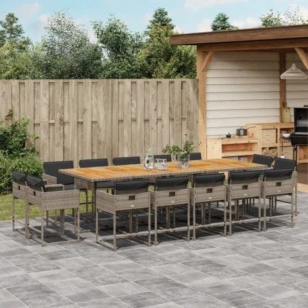 Garten-Essgruppe mit 15-teiligen Kissen aus grauem synthetischem Rattan. von , Gartensets - Ref: Foro24-3278185, Preis: 1,00 ...