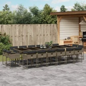 Set comedor de jardín 17 pzas y cojines ratán sintético gris by , Garden sets - Ref: Foro24-3278191, Price: 1,00 €, Discount: %
