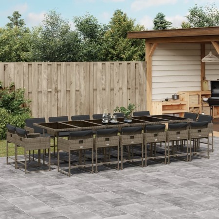 Set comedor de jardín 17 pzas y cojines ratán sintético gris by , Garden sets - Ref: Foro24-3278191, Price: 977,03 €, Discoun...