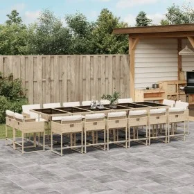 Set comedor de jardín 17 pzas con cojines ratán sintético beige by , Garden sets - Ref: Foro24-3278193, Price: 1,00 €, Discou...