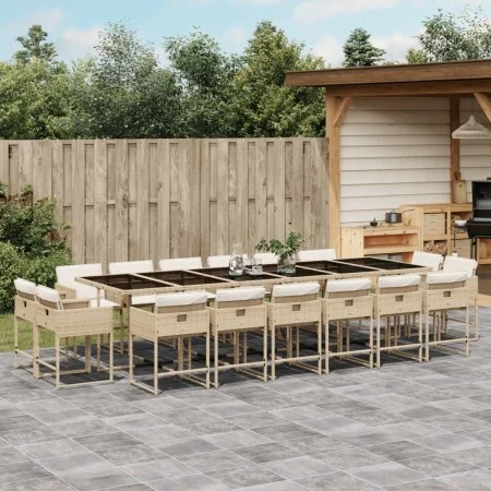 Garten-Essgruppe 17-teilig mit Kissen aus synthetischem Rattan in Beige. von , Gartensets - Ref: Foro24-3278193, Preis: 977,4...