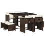 Set comedor para jardín 9 pzas y cojines ratán sintético marrón by , Garden sets - Ref: Foro24-3277904, Price: 364,92 €, Disc...
