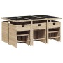 Set comedor de jardín 11 pzas con cojines ratán sintético beige by , Garden sets - Ref: Foro24-3277919, Price: 505,18 €, Disc...