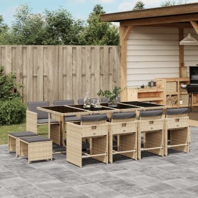 Garten-Essgruppe mit 13-teiligen Kissen aus synthetischem Rattan in Beige. von , Gartensets - Ref: Foro24-3277931, Preis: 686...