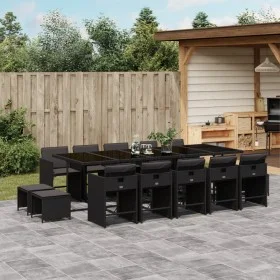 Set comedor de jardín con cojines 15 pzas ratán sintético negro by , Garden sets - Ref: Foro24-3277938, Price: 932,62 €, Disc...