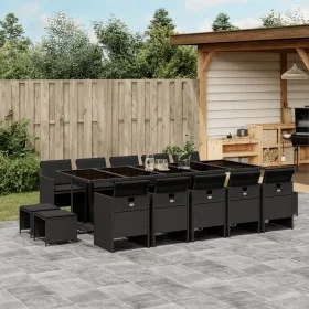 Garten-Essgruppe mit 15-teiligen Kissen aus schwarzem Kunststoff-Rattan. von , Gartensets - Ref: Foro24-3277758, Preis: 1,00 ...