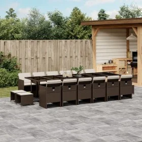 Set de muebles jardín 17 pzas y cojines ratán sintético marrón by , Garden sets - Ref: Foro24-3277772, Price: 1,00 €, Discoun...