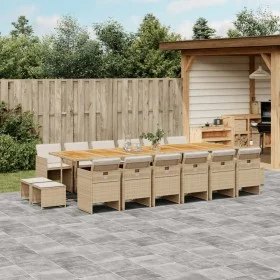 Set comedor de jardín 17 pzas con cojines ratán sintético beige von , Gartensets - Ref: Foro24-3277779, Preis: 1,00 €, Rabatt: %