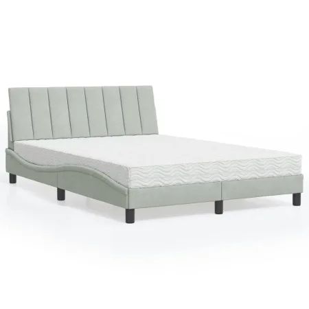 Bett mit hellgrauem Samtmatratze 140x200 cm von , Betten und Lattenroste - Ref: Foro24-3208598, Preis: 388,66 €, Rabatt: %