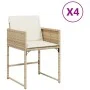 Sillas de jardín con cojines 4 uds ratán sintético beige by , Garden chairs - Ref: Foro24-4007479, Price: 197,51 €, Discount: %
