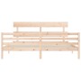 Double bed frame with solid wood headboard by vidaXL, Beds and slatted bases - Ref: Foro24-3195106, Price: 149,77 €, Discount: %