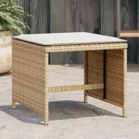 Gartenhocker mit Kissen, 4 Stück, PE-Rattan, beige, 40x40x35 cm. von , Hocker für den Außenbereich - Ref: Foro24-4007487, Pre...