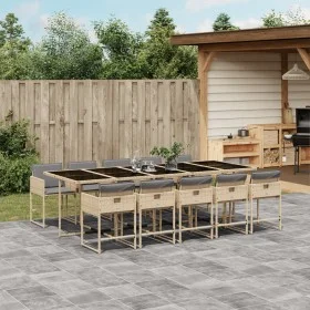 Set comedor de jardín 11 pzas con cojines ratán sintético beige by , Garden sets - Ref: Foro24-3278063, Price: 920,17 €, Disc...