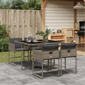 Garten-Essgruppe, 5-teilig, mit grauen Polstern aus synthetischem Rattan von , Gartensets - Ref: Foro24-3278023, Preis: 352,1...