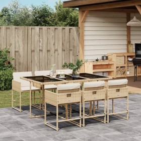 Garten-Essgruppe 7-teilig mit Kissen aus synthetischem Rattan in Beige. von , Gartensets - Ref: Foro24-3278037, Preis: 403,61...
