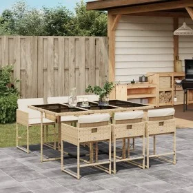 Set comedor de jardín 7 pzas con cojines ratán sintético beige by , Garden sets - Ref: Foro24-3278037, Price: 526,70 €, Disco...