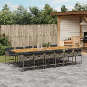 Garten-Essgruppe mit 13-teiligen Kissen aus grauem synthetischem Rattan. von , Gartensets - Ref: Foro24-3278077, Preis: 875,0...