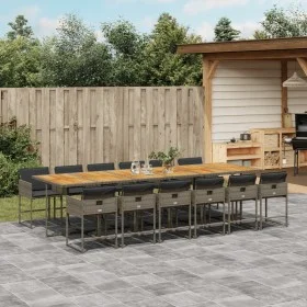 Set comedor de jardín con cojines 13 pzas ratán sintético gris by , Garden sets - Ref: Foro24-3278077, Price: 1,00 €, Discoun...