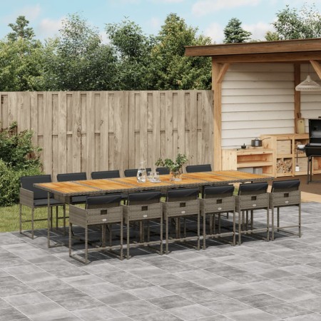 Garten-Essgruppe mit 13-teiligen Kissen aus grauem synthetischem Rattan. von , Gartensets - Ref: Foro24-3278077, Preis: 875,0...