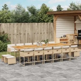 Set comedor de jardín 17 pzas con cojines ratán sintético beige by , Garden sets - Ref: Foro24-3278139, Price: 1,00 €, Discou...