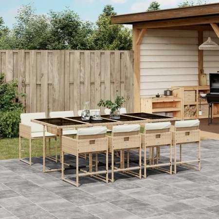Set comedor de jardín 9 pzas con cojines ratán sintético beige by , Garden sets - Ref: Foro24-3278049, Price: 701,24 €, Disco...