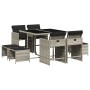Set comedor de jardín 9 pzas cojines ratán sintético gris claro von , Gartensets - Ref: Foro24-3277906, Preis: 366,38 €, Raba...
