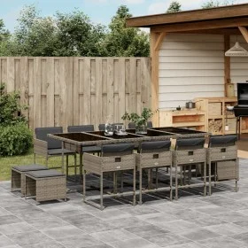 Set comedor de jardín con cojines 13 pzas ratán sintético gris by , Garden sets - Ref: Foro24-3278107, Price: 864,80 €, Disco...