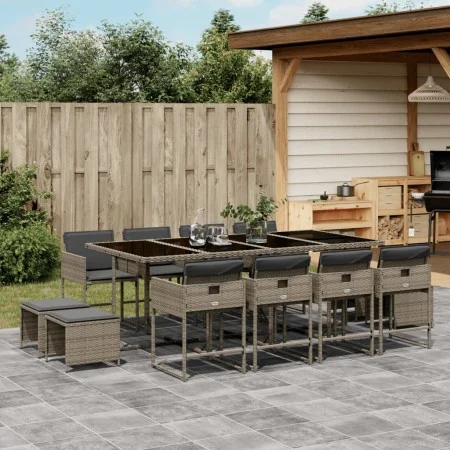 Set comedor de jardín con cojines 13 pzas ratán sintético gris by , Garden sets - Ref: Foro24-3278107, Price: 744,88 €, Disco...