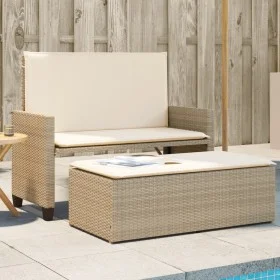 Banco de jardín con cojines y reposapiés ratán sintético beige by , garden benches - Ref: Foro24-368411, Price: 258,30 €, Dis...